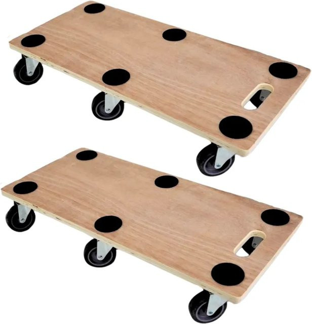 PROREGAL 2er Set Profi Transportroller mit 6 Rollen aus Sperrholz in Braun, H x B x T: 11 x 30 x 68 cm, Traglast 300 kg - Bild 1