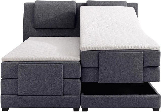 Vente-unique Boxspringbett Castel gepolstert in Anthrazitgrau B/T: 80 x 200 cm - Bild 1