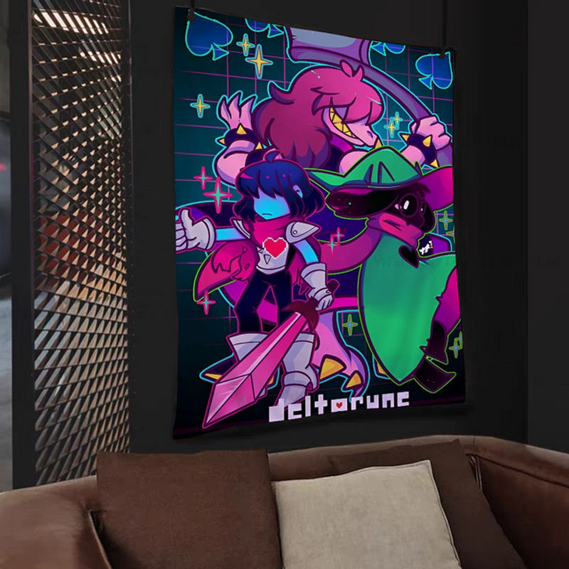Deltarune Videospiel Wandteppich im Bohemian Tarot Stil, mehrfarbig, Textil, B/H: 70 x 50 cm - Bild 1