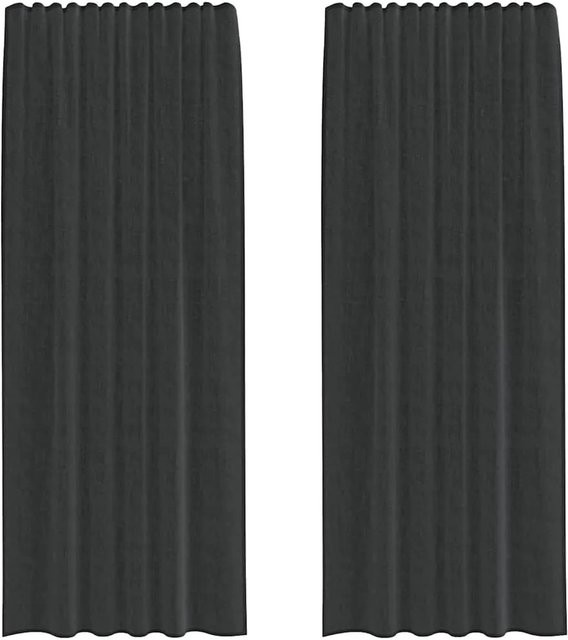 vidaXL Voile Vorhänge mit Stangentaschen, 2er-Set, Schwarz, Breite: 140 cm, Höhe: 245 cm - Bild 1