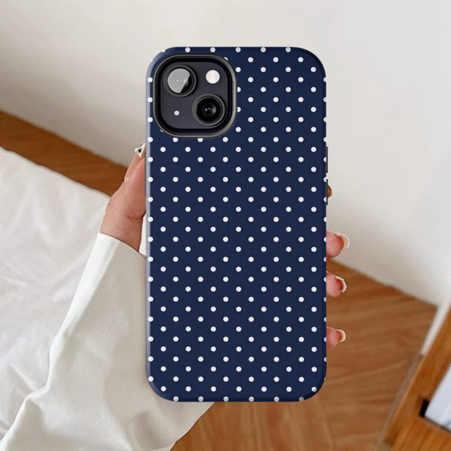 Sturzesichere Handyhülle mit Punktmuster in Marineblau für iPhone 11 bis iPhone 17 Pro Max Plus - Bild 3