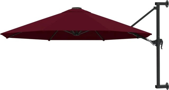 furnicato Sonnenschirm zur Wandmontage mit Metall-Mast in Rot, Höhe: 300 cm - Bild 1