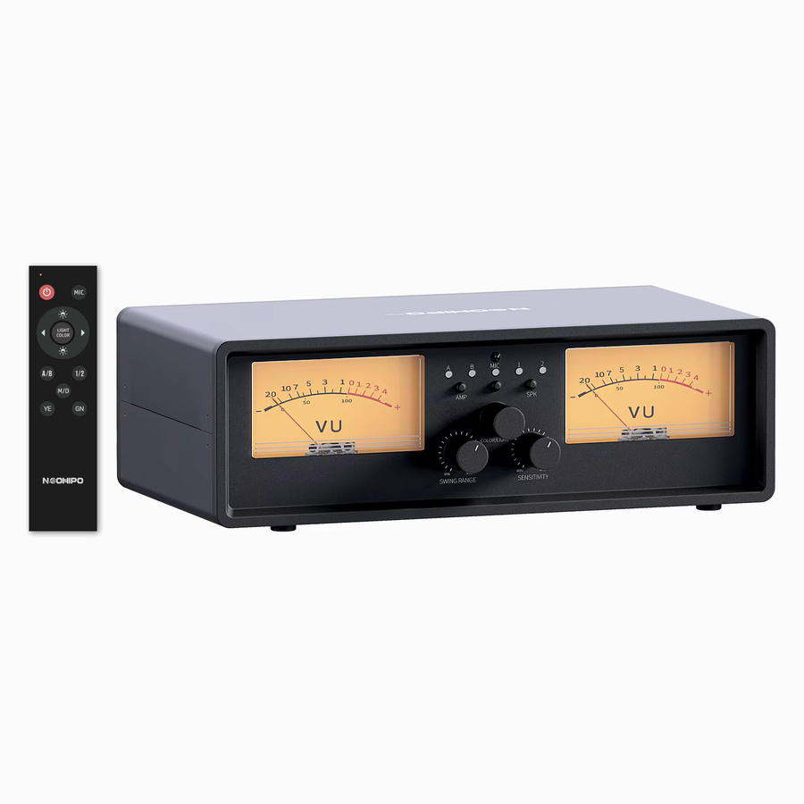 NEOHIPO ET30 Verstärker-Lautsprecher-Wahlschalter mit VU-Meter und DB-Panel-Display in Schwarz - Bild 5