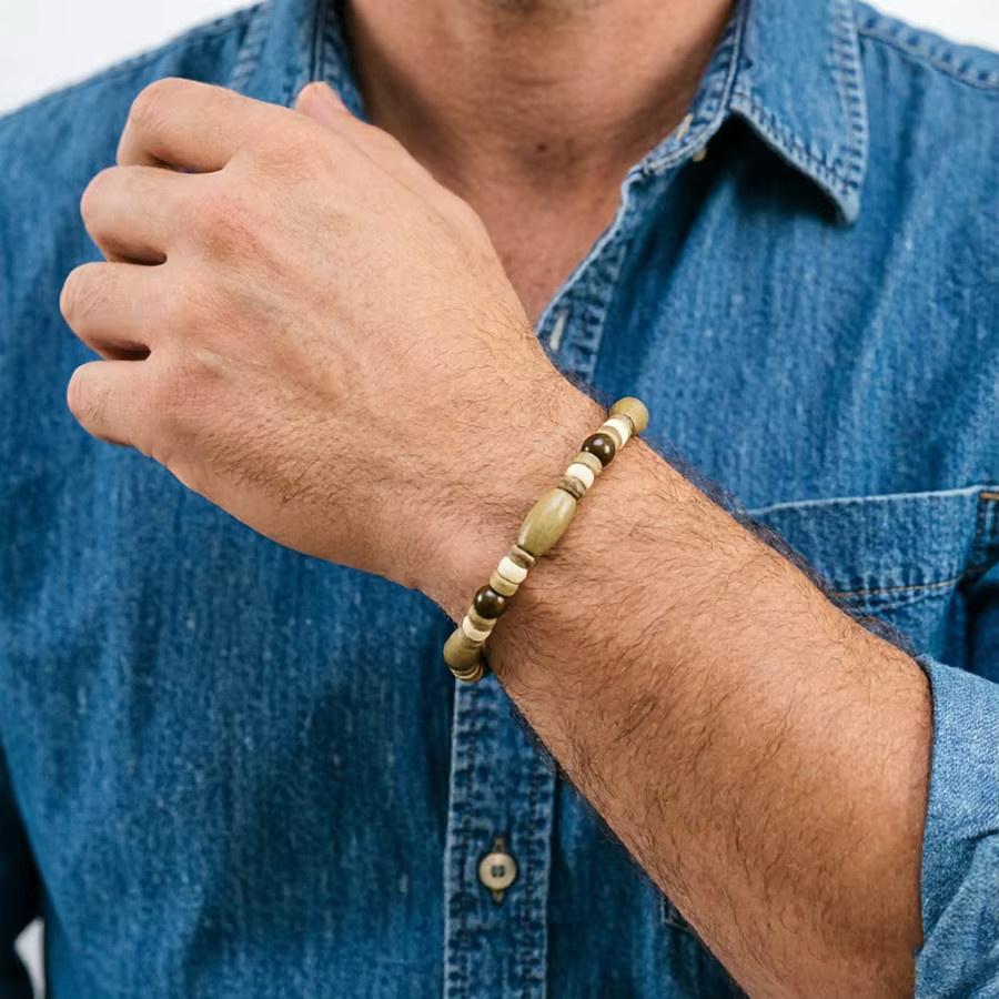 Noter Armband, Holz-Stein-Perlen, Bunt, Herren - Bild 2