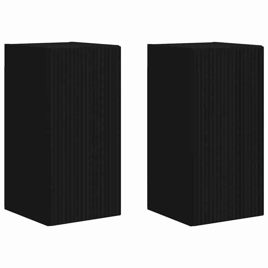 2er-Set vidaXL TV-Wandschränke modern in Schwarz matt aus Holzwerkstoff, B/T/H: 30 x 31 x 60 cm - Bild 2