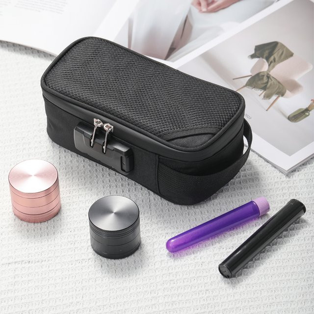 FIREDOG Geruchssichere Tasche mit Schloss und Aktivkohle-Deodorant-Funktion, Schwarz - Bild 1