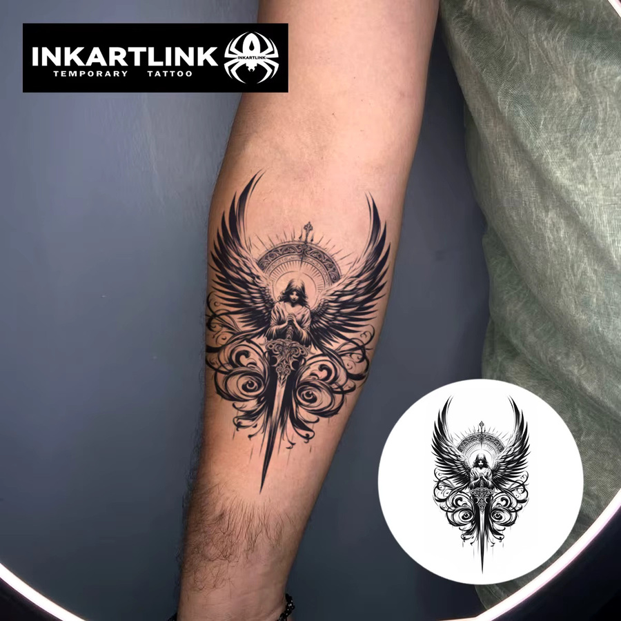 INKARTLINK Temporäres Tattoo, göttlicher Krieger, wasserfest, semi-permanent - Bild 2