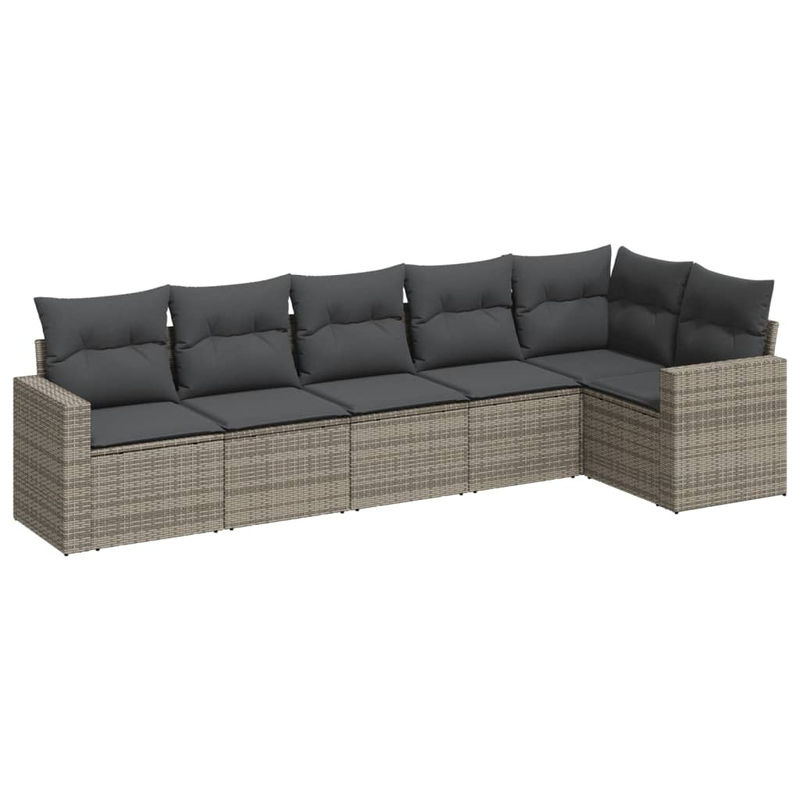Vidaxl 6-teiliges Gartenmöbel-Set aus Polyrattan mit Kissen in Grau - Bild 2