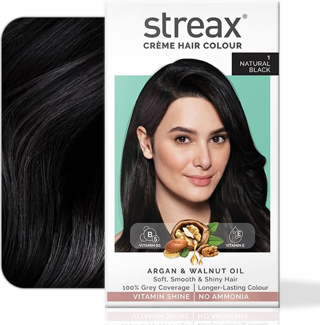 Streax Haarfarbe Creme, Naturschwarz, 140 ml, Damen - Bild 1