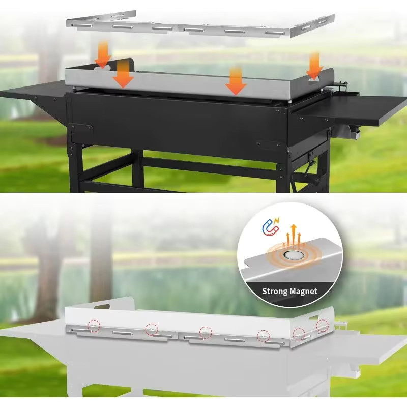 Magnetischer Windschutz aus Edelstahl für Blackstone Grillplatten in Silber, passend für 17, 22, 28 und 36 Zoll - Bild 2
