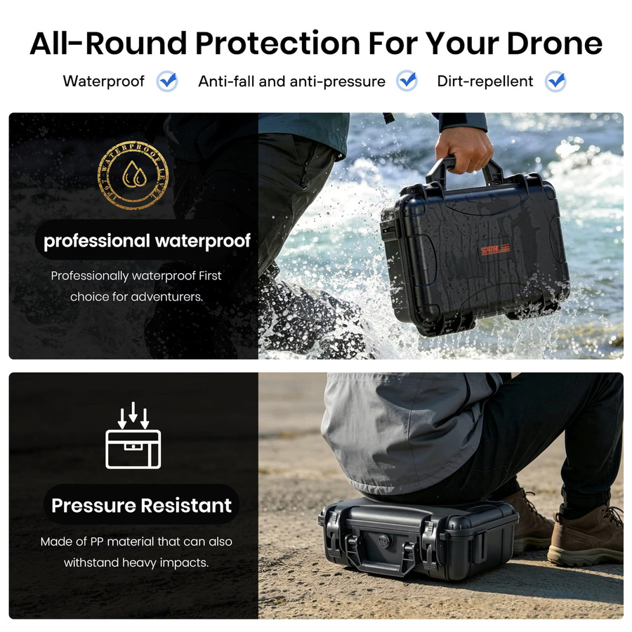 STARTRC Lito X1 Hartschalen-Wasserdichter Transportkoffer in Schwarz, kompatibel mit DJI Lito X1 Fly More Combo sowie DJI RC 2 und RC-N3, Platz für 4 Akkus und eine Ladezentrale - Bild 5