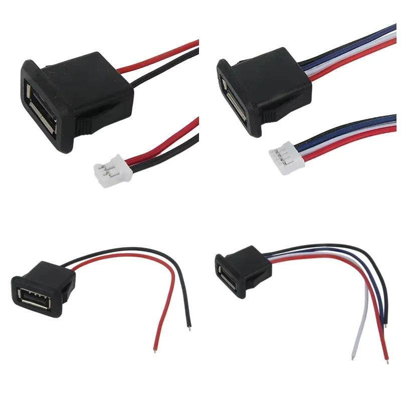 ELECAPITAL USB 2.0 Weibliche Power Jack Buchse mit PH2.0 Kabel und 2/4 Pin Lade Port Stecker in Schwarz - Bild 2