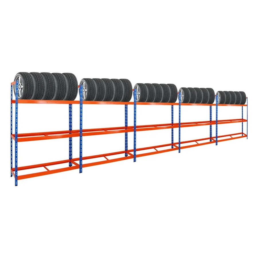 PROREGAL Reifenregal Tiger XL Set aus 5 Einheiten, Blau-Orange, H x B x T: 200 x 150 x 45 cm - Bild 2