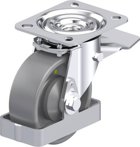 Blickle Stahlblech-Lenkrolle L-PO 100KA-ST-ELS-FS in Grau mit 100 mm Rad-Durchmesser und 250 kg Tragfähigkeit - Bild 1