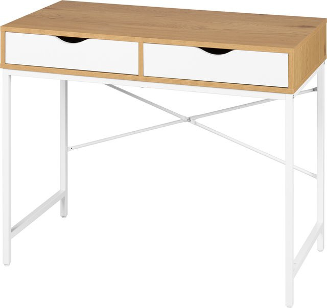 LIVARNO Schreibtisch modern in Weiß mit Schubladenelement und Metallbeinen, B/T/H: 120 x 60 x 76,3 cm - Bild 1