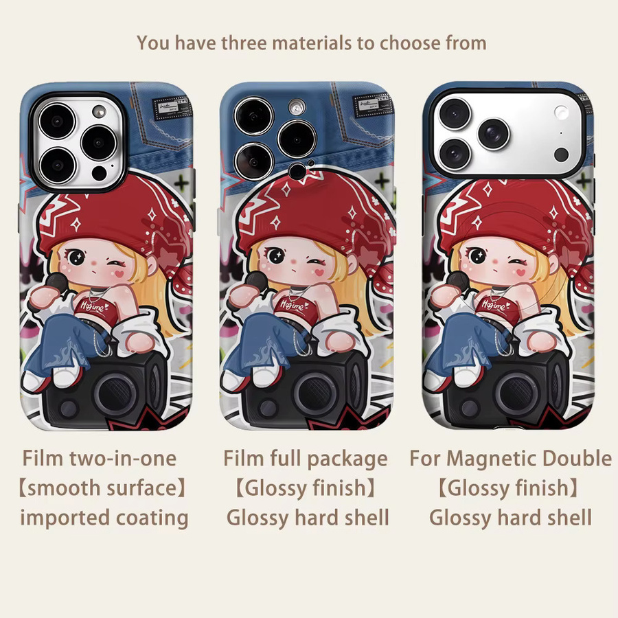Robuste Rock Girl Handyhülle mit Magnetfunktion für iPhone 17 16 15 14 13 Pro Max Plus, Mehrfarbig - Bild 2