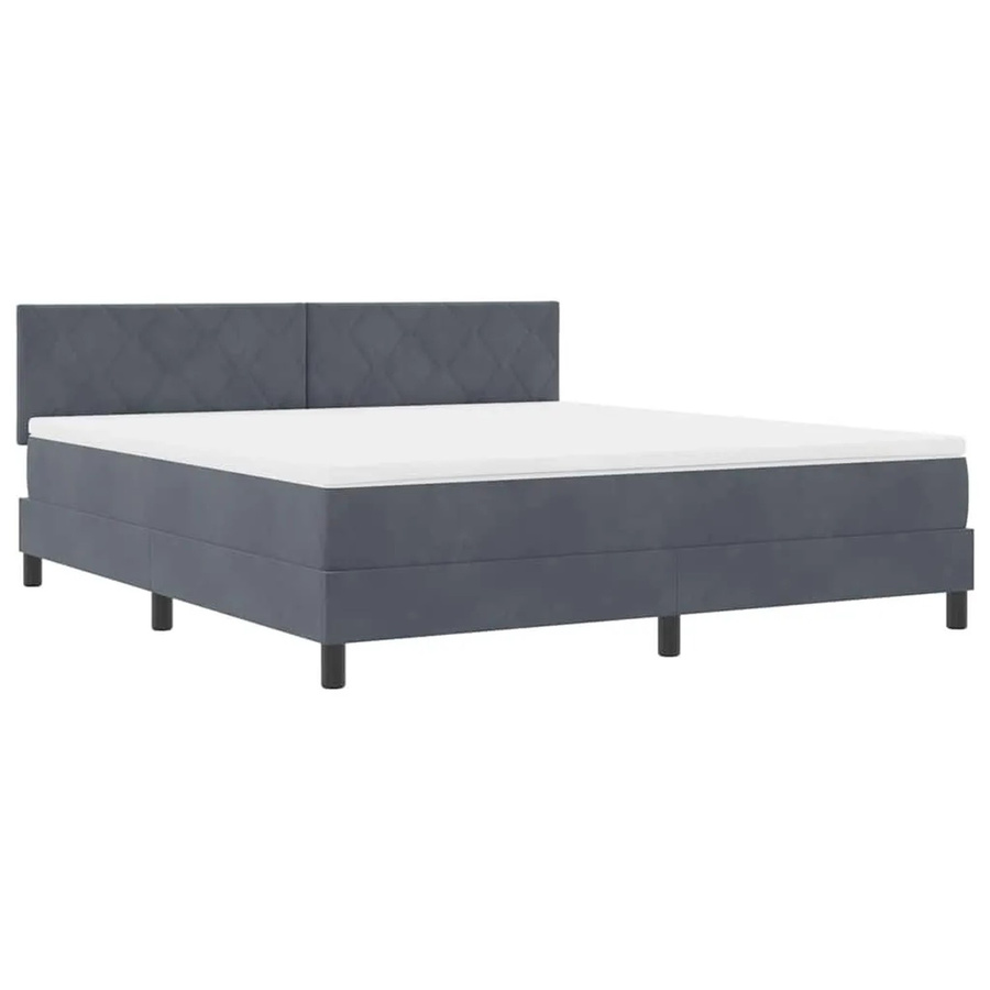 vidaXL LED Boxspringbett mit Matratze aus Samt in Dunkelgrau, B/T/H: 180 x 200 x 183 cm - Bild 2
