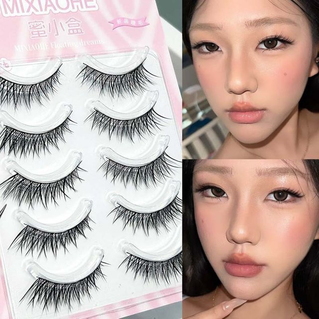 Mixiaohe Thai Cat Eye Strip Lashes, 5 Paar, Natürlicher Look - Bild 1