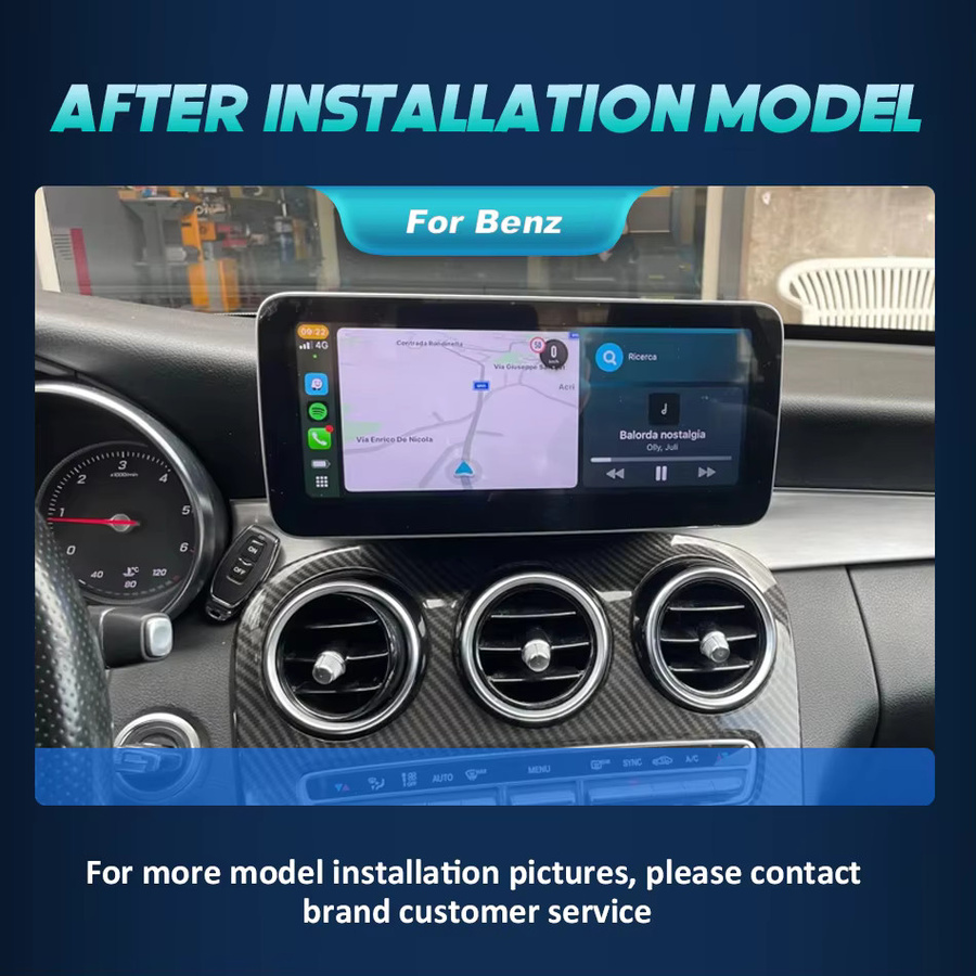 Nunoo Android 14 Multimedia Radio mit drahtlosem CarPlay für Mercedes C GLC V W205 X253 W447 NTG 5,5 NTG 6,0 Schwarz - Bild 2