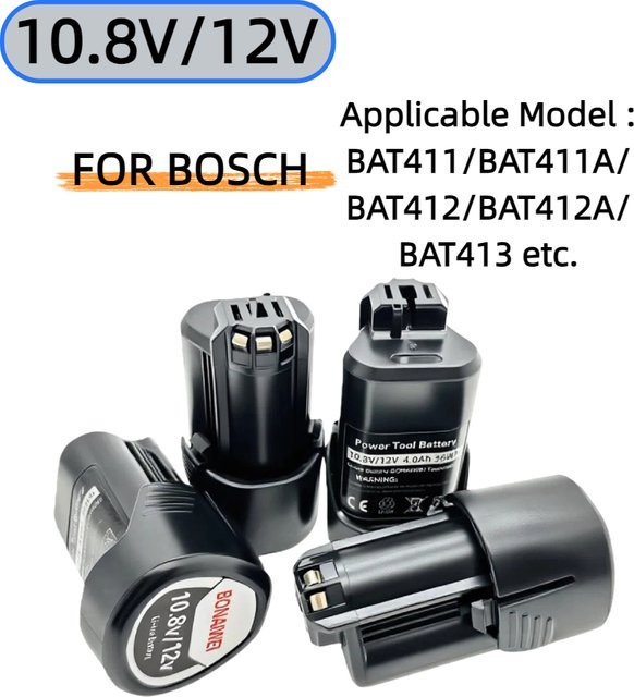 Wiederaufladbarer Ersatzakku 12 V/10,8 V für Bosch BAT411, BAT411A, BAT412, BAT412A, BAT413 Lithium-Ionen Akku - Bild 1