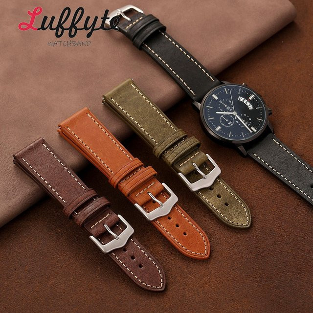 Luffyte Uhrenarmband Kalbsleder, Unisex, Vintage - Bild 1