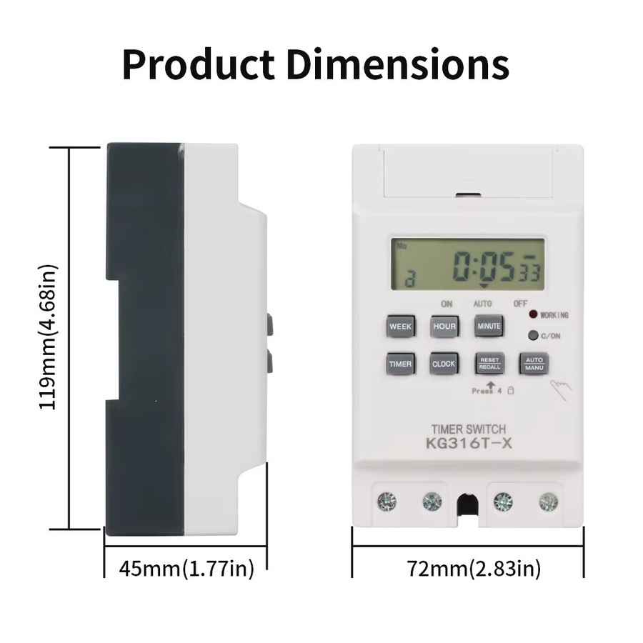 TNCE Zeitsteuerungsschalter 30A 220V für Straßenlaternen, Werbetafeln und Wasserpumpen, Programmierbares Stromausfall-Timermodul in Weiß - Bild 2