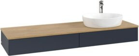 V&B Waschtischunterschrank Antao ohne Frontstruktur in Eiche Honig und Blau lackiert, B/T: 160 x 50 cm - Bild 1