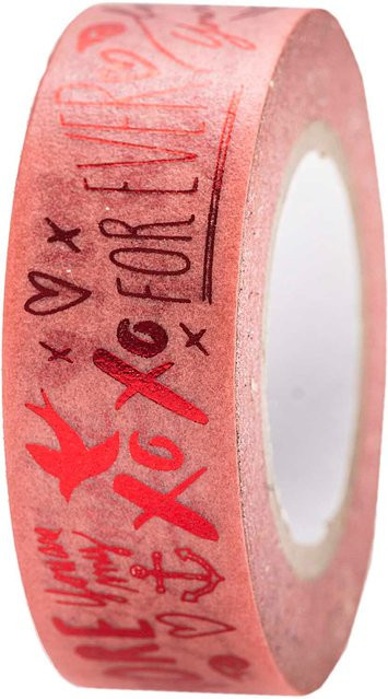Rico Design Paper Poetry Tape It must be love Washi Tape in Rot, Breite: 1,5 cm, Länge: 10 m - Bild 1