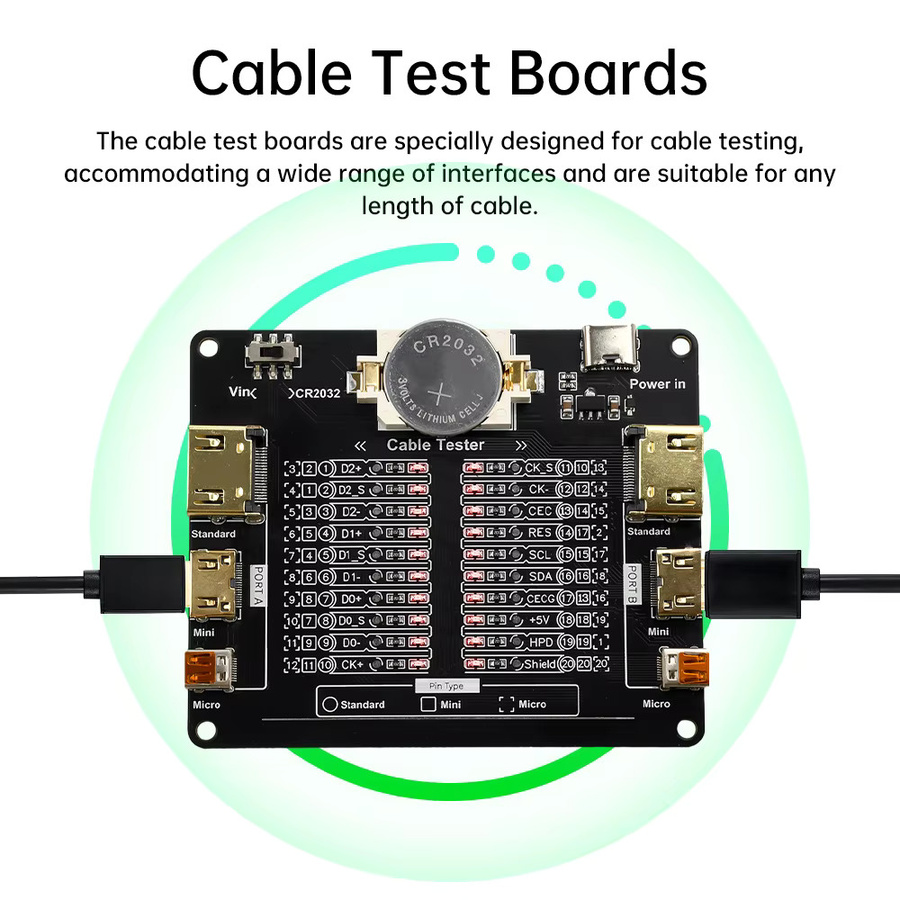 diymore USB Kabel Tester Board zur Erkennung von Mini Micro A-Typ und B-Typ Datenkabeln mit Kurzschluss-Ein-Aus-Schaltung für iOS und Android in Schwarz - Bild 4