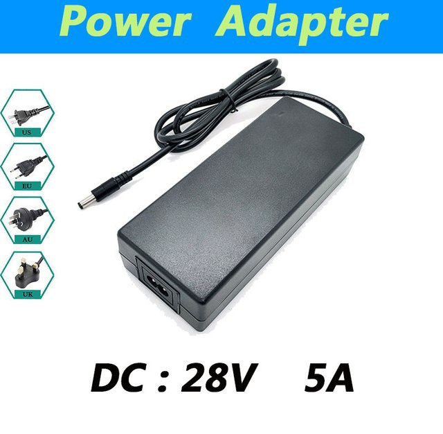 LAIMAIECO Netzteil Ladegerät Konverter mit EU US UK AU Stecker Schwarz 5,5V-240V DC 28V 5A 2,5 x mm Anschluss für LED Treiber - Bild 1