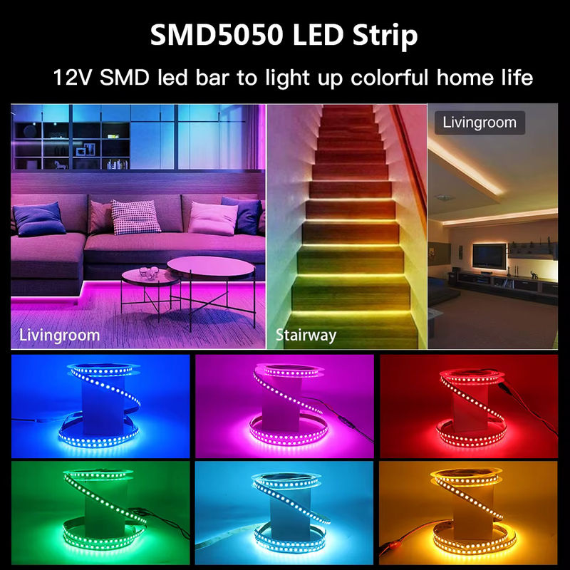 GAHADA LED-Streifen SMD 5050 5054, wasserdichtes LED-Band in Gelb und Multicolour, 12 V, 5 m Länge - Bild 3