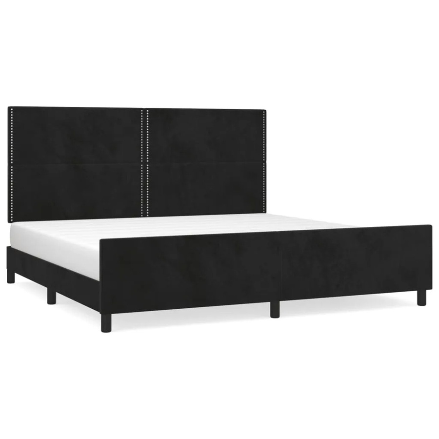 vidaXL Bettgestell mit Kopfteil aus Samt in Schwarz, B/T/H: 200 x 200 x 128 cm - Bild 2