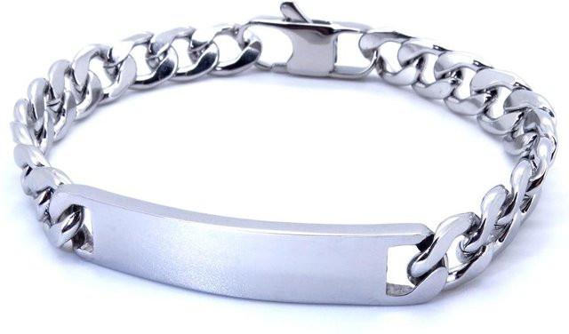 YIRAN Jewelry Armband Edelstahl, Panzerkette, 9 mm, Weiß, Unisex - Bild 1