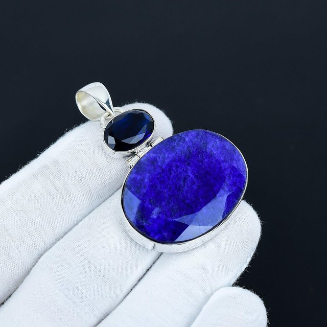 JewelryMart Anhänger, 925 Silber, Saphir, blau, Damen, 6,5 cm - Bild 1
