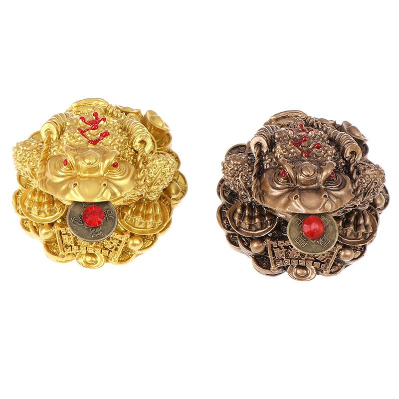 Yiran Furniture Feng Shui Goldene Kröte aus Harz als Tischdekoration für Glück und Reichtum - Bild 1