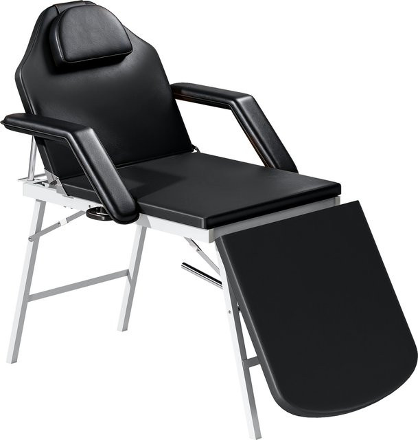 HOMCOM Kosmetikliege Schwarz, klappbare 3-Zonen Massageliege mit verstellbarer Rückenlehne, Fußstütze, abnehmbarer Kopfstütze und Armlehnen für Kosmetik, Spa und Therapie - Bild 1