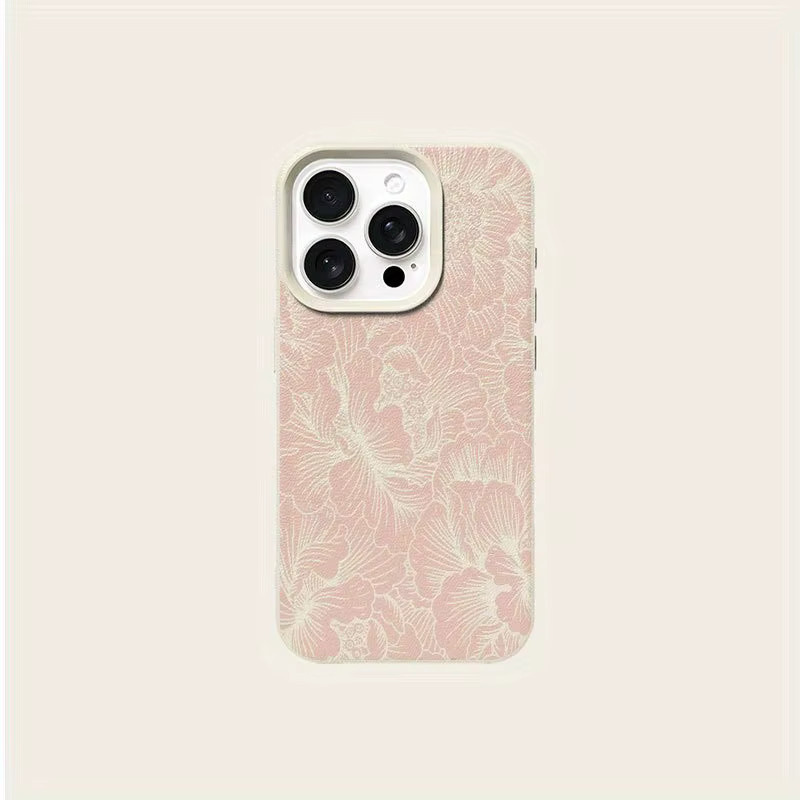 Elegante Apple iPhone Schutzhülle mit Blumenmuster in Rosa-Weiß, stoßfeste weiche Handyhülle für iPhone 11 12 13 14 15 16 17 Pro Max X XR XS Max 16e 17Air - Bild 4