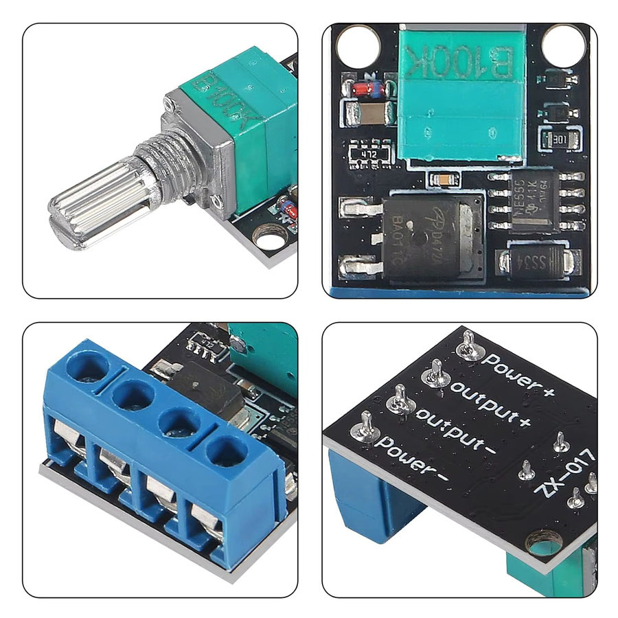 AOKIN 4er-Set PWM DC-DC Motor Speed Controller Modul, 4,5 V-35 V einstellbarer Regler für 12 V und 24 V, 5A 10A 90 W - Bild 4