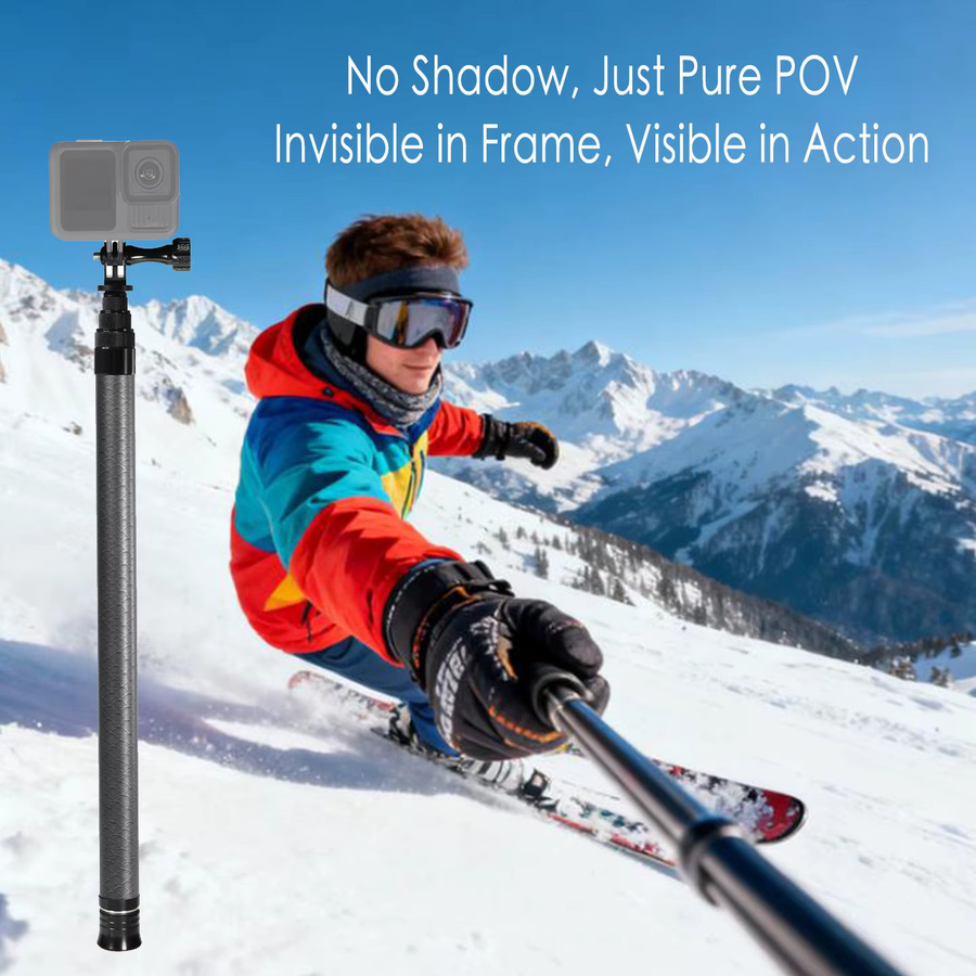 FEICHAO Unsichtbare Selfie-Stick-Drohne für Insta360 X4 X5 GoPro Max und DJI OSMO 360 Kameras, ausziehbares Kohlefaser-Einbeinstativ, Schwarz, Länge: 3 m - Bild 2