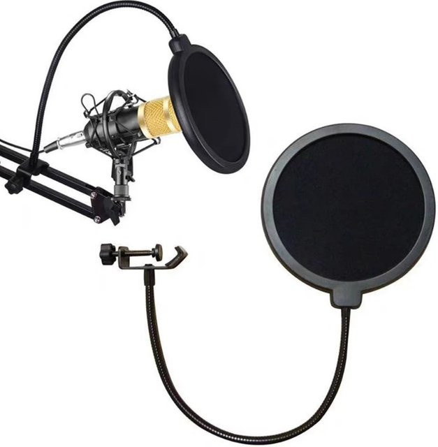 VIKEFON Metall-PoP-Filter in Schwarz als universeller Mikrofon-Windschutz für Studioaufnahmen und Kondensatormikrofone - Bild 1