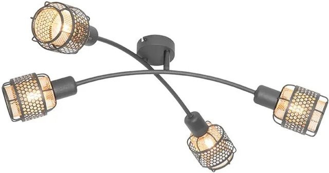 QAZQA Design-Deckenleuchte Noud, 4-flammig, Schwarz und Gold, dimmbar, E14 - Bild 1
