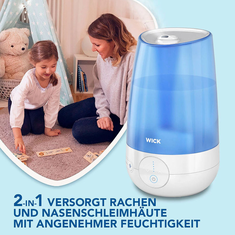 Wick Ultraschall Kaltluftbefeuchter in Weiß und Blau mit Duftfach - Bild 3
