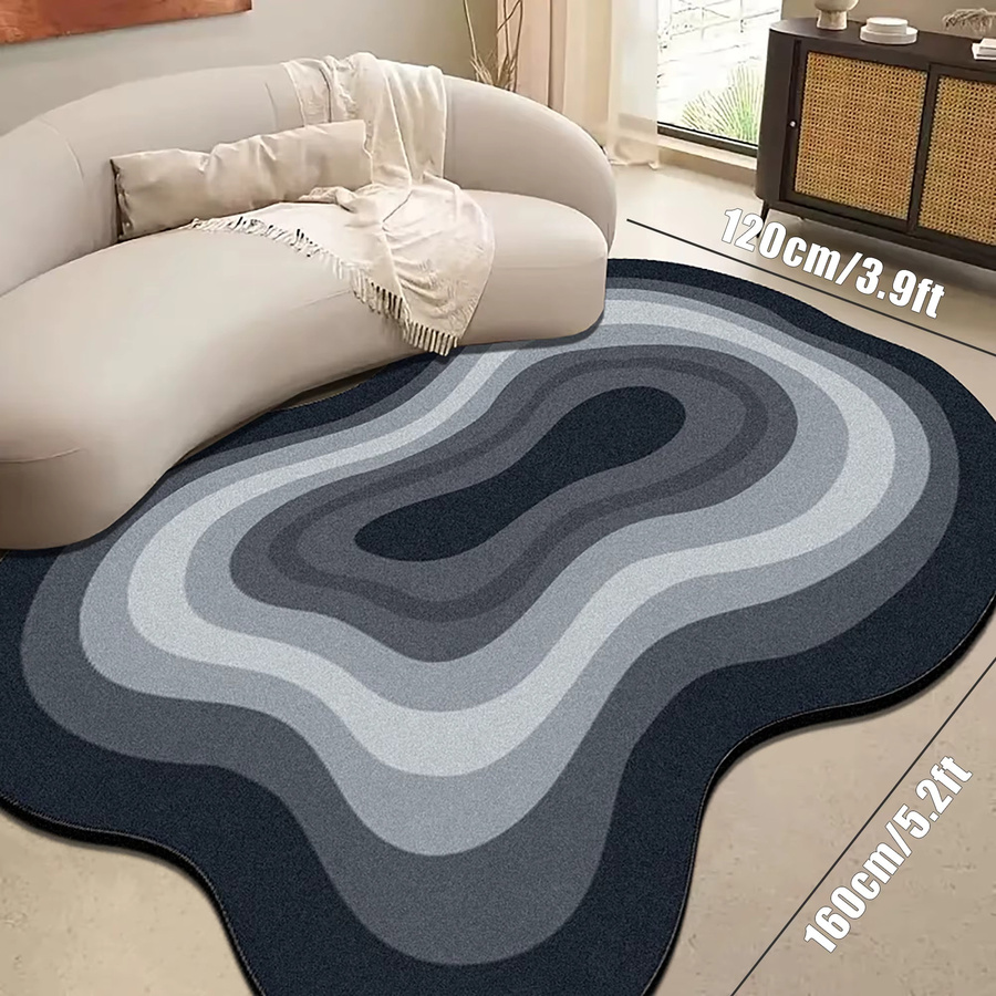 VIKAMA Unregelmäßiger Kunst-Wohnzimmerteppich in Grau, rutschfest und modern mit abstraktem Design, B/T: 200 x 140 cm - Bild 4
