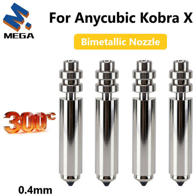 Anycubic Kobra X Bimetall-Düse 0,4mm für FDM 3D-Drucker, hochtemperaturbeständig, Silber - Bild 1
