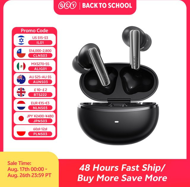 QCY MeloBuds N70 Adaptive ANC Wireless Earbuds in Purple mit Bluetooth 6.0, LDAC Hi-Res Audio, 6 Mikrofonen und Wireless Charging, IPX5 wasserfest - Bild 1