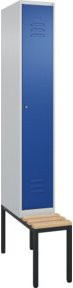 C+P Spind Classic PLUS Garderobenschrank mit Sitzbank, 1 Abteil, Zylinderschloss und 3 Garderobenhaken, B/H/T: 212,0 x 81,5 x 30,0 cm - Bild 1