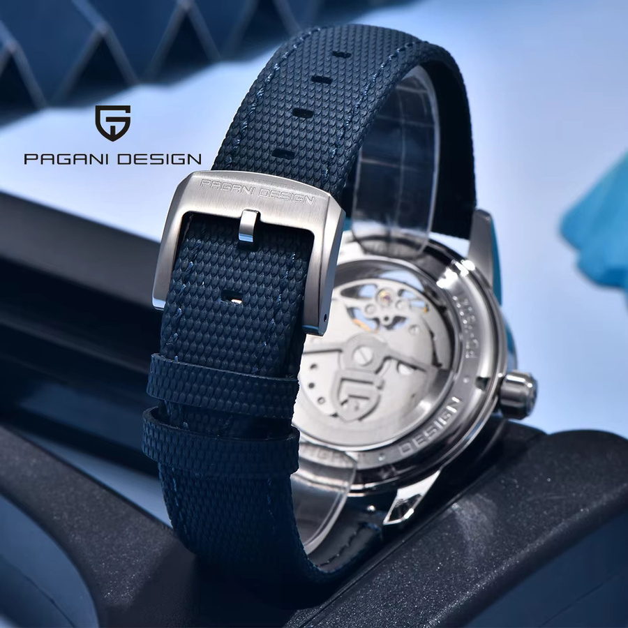 PAGANI DESIGN Automatik-Armbanduhr, Edelstahl, Saphirglas, Blau, Herren - Bild 5