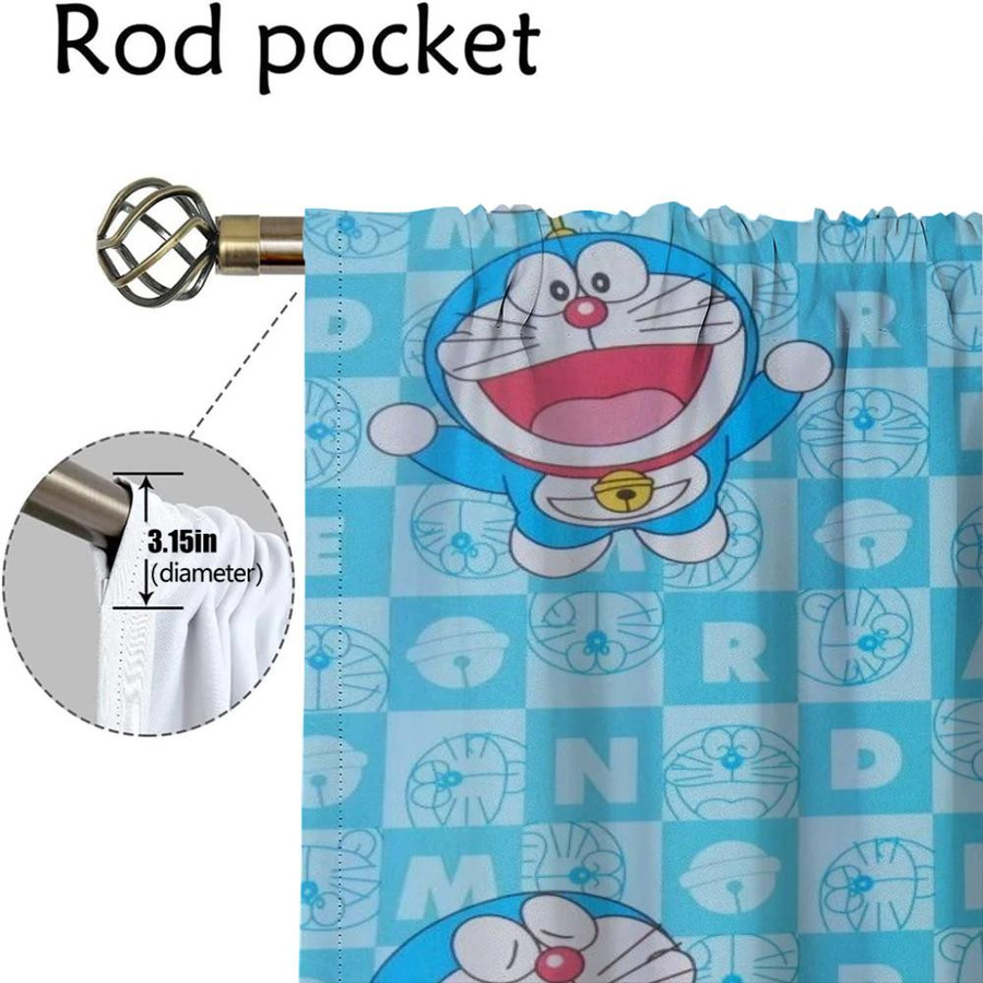 Doraemon Verdunkelungsvorhänge aus Tüll im modernen Stil, 2 Stück, Farbe: Multicolour, B: 50 cm, H: 70 cm - Bild 1