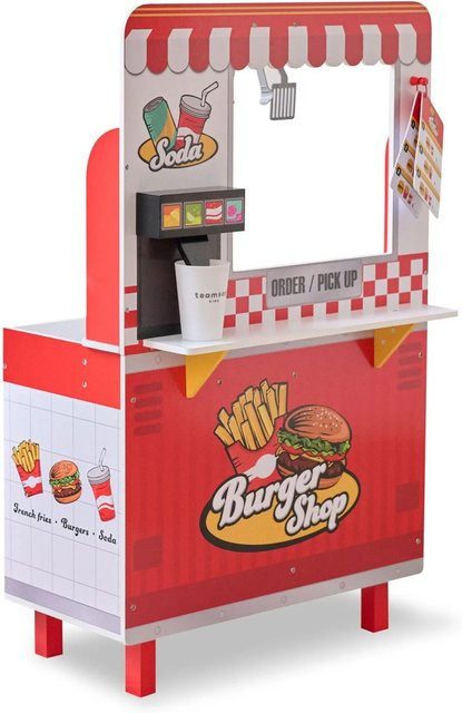 Teamson Kids Flip & Fry Burgerladen Spielset Rollenspiel in Rot aus Holz - Bild 1