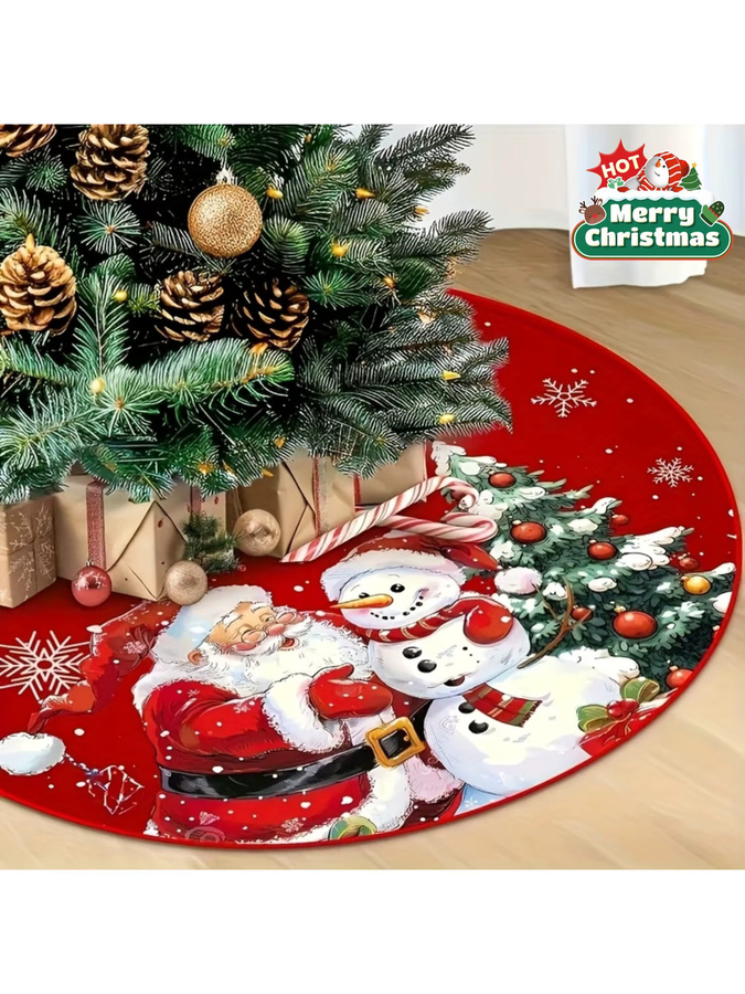 DUTRIEUX Weihnachtsbaum-Rock in Rot im Weihnachtsmann- und Schneemann-Stil aus Polyester - Bild 5